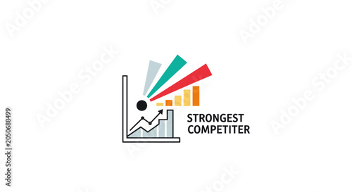 A minimalist graphic icon representing business growth and market competition success