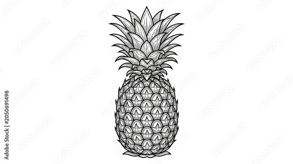 Obraz premium Black and White Fruit Collection Vector Illustration Set Isolated on White Background