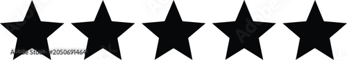Five Black Stars on White Background