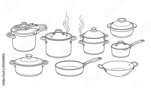 фотографія A collection of various pots and pans for cooking