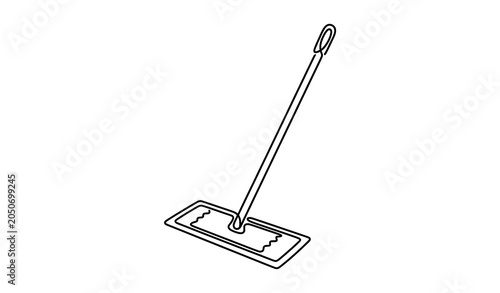 Foto Floor mop cleaning tool continuous line drawing with cleaning housework janitori