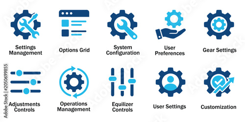 Obraz na plátně Settings and System Configuration Solid Icons
