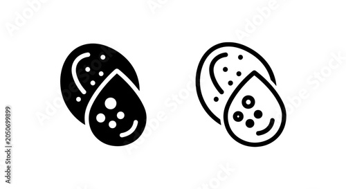 Bild auf Leinwand Soap bar with liquid drop icon outline and solid black cleaning graphic
