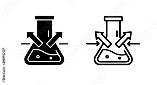 Bild auf Leinwand Chemical reaction flask with divergent arrows icon