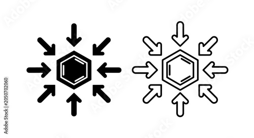 Bild auf Leinwand Hexagon shape with multiple inward arrows icon
