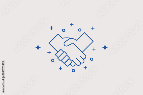 Tableau sur toile Two business partners handshaking line icon for corporate agreement signing for b2b partnership platforms
