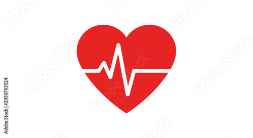 Red Heart with ECG Line.
