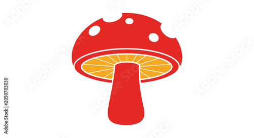 Fotografija Red Mushroom with White Spots Illustration.