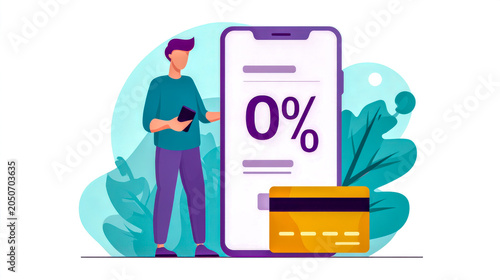 Person using phone with zero percent offer