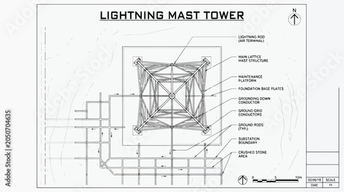 Bild auf Leinwand Vertical parking tower architectural blueprint, circular ground floor plan for a