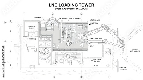 Foto Vertical parking tower architectural blueprint, circular ground floor plan for a