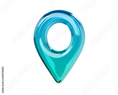 Canvastavla Glossy turquoise 3D map location pin icon