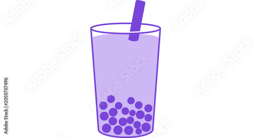 Foto Purple Boba Tea Drink with Straw.