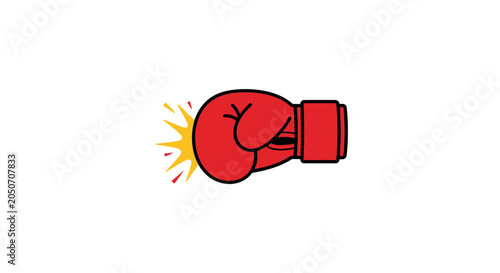 Tableau sur toile Red Boxing Glove with Impact Effect.