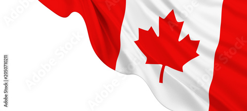 Quadro su tela Canadian flag with silk fabric weave texture flowing isolated on transparent bac