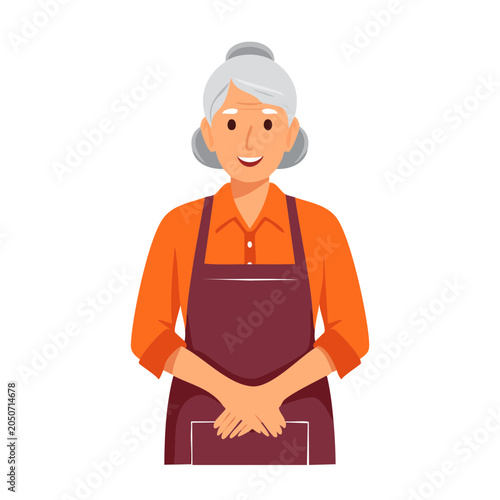 Smiling Grandmother Wearing Apron