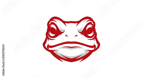 Foto Red cartoon frog face closeup.