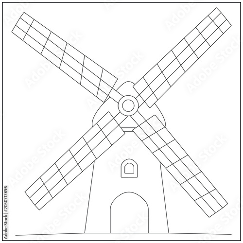 Minimal Windmill Farm Line Art