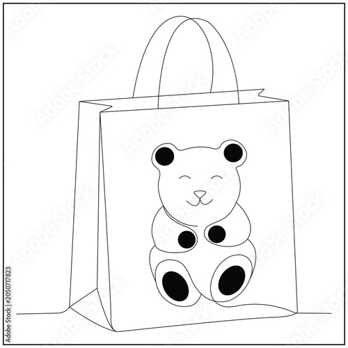 Panda Integrated Bag Design Line Art
