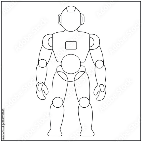 Futuristic Robot Body Line Art