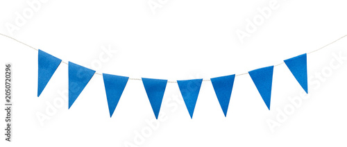 Fourth of july patriotic blue bunting garland for american holidays, elections and Usa political events isolated on white background with clipping path. Design element. Holiday Independence symbol.