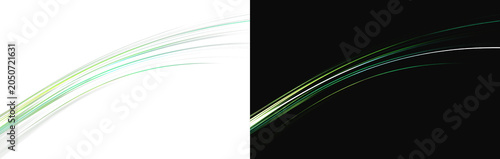 Bild auf Leinwand Abstract high-tech background showing dim and bright green light trails on black