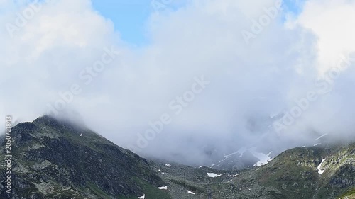 Moving clouds above the Pizzo Suretta massif, Montespluga landscape