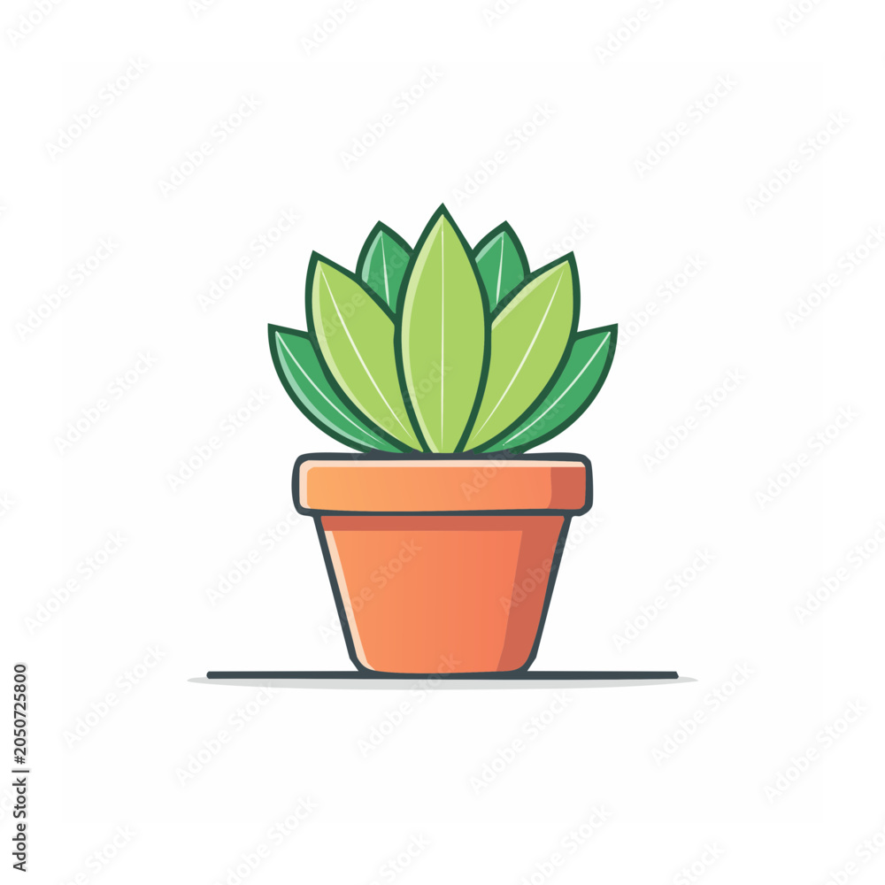 Obraz premium Flat design potted succulent plant icon