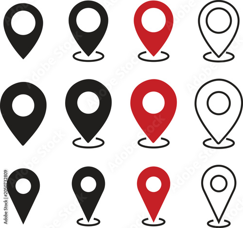 Set of map pin location icons. Modern map markers .Vector illustration on a white background.