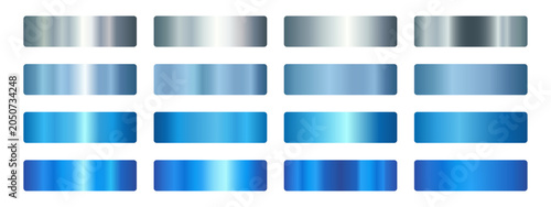 Fotografie Shiny blue gradient metal textures set