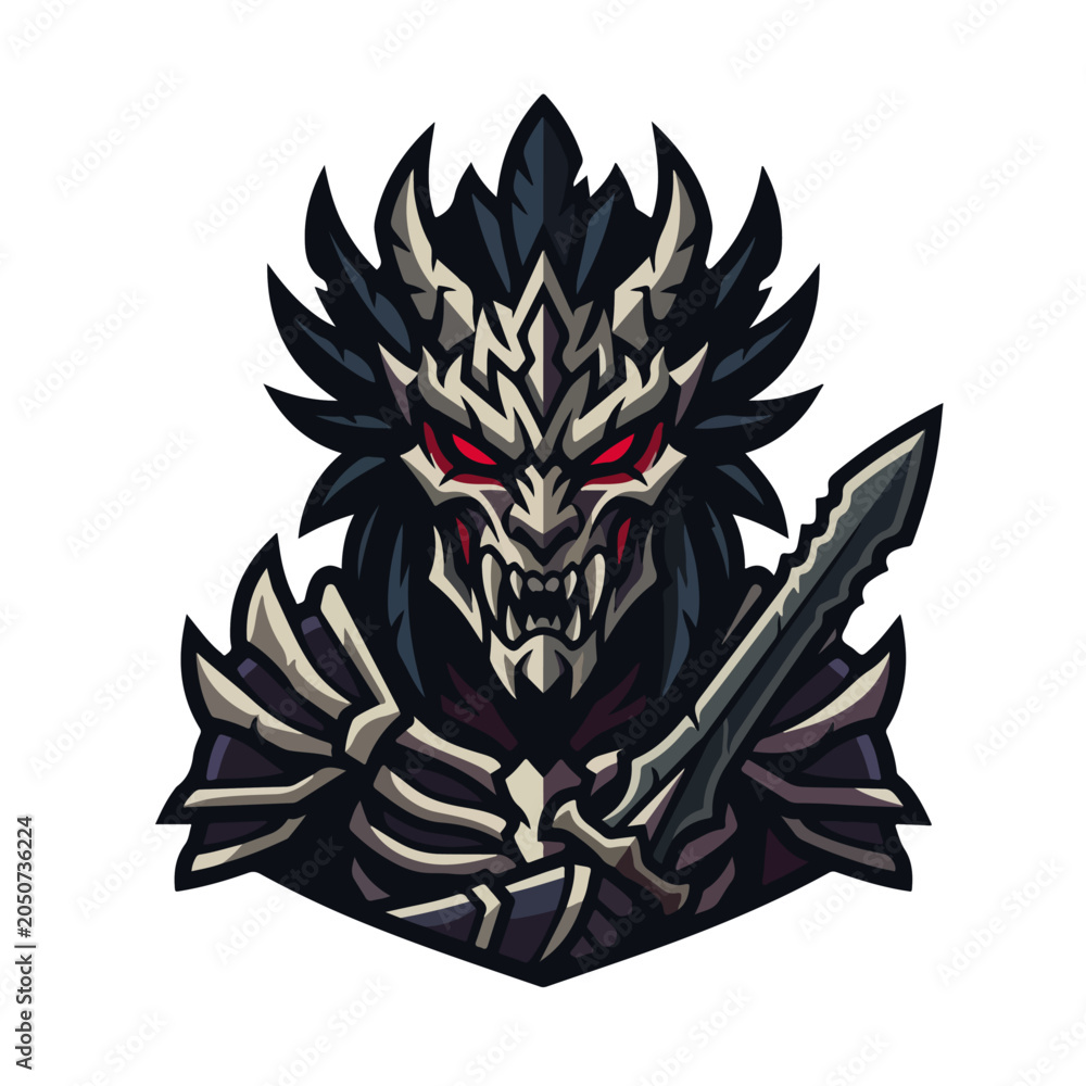 Fototapeta premium Dark Dragon Warrior Esports Mascot Vector Logo Template