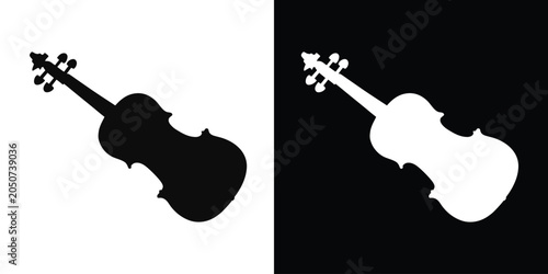Schilderij op canvas Violin silhouette vector, Violin icon