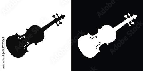 Canvastavla Violin silhouette vector, Violin icon