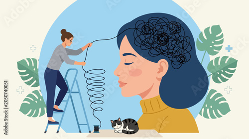 Fotografie Mindful Wellness and Brain Focus: Meditation and Therapy Concept for Mental Clarity