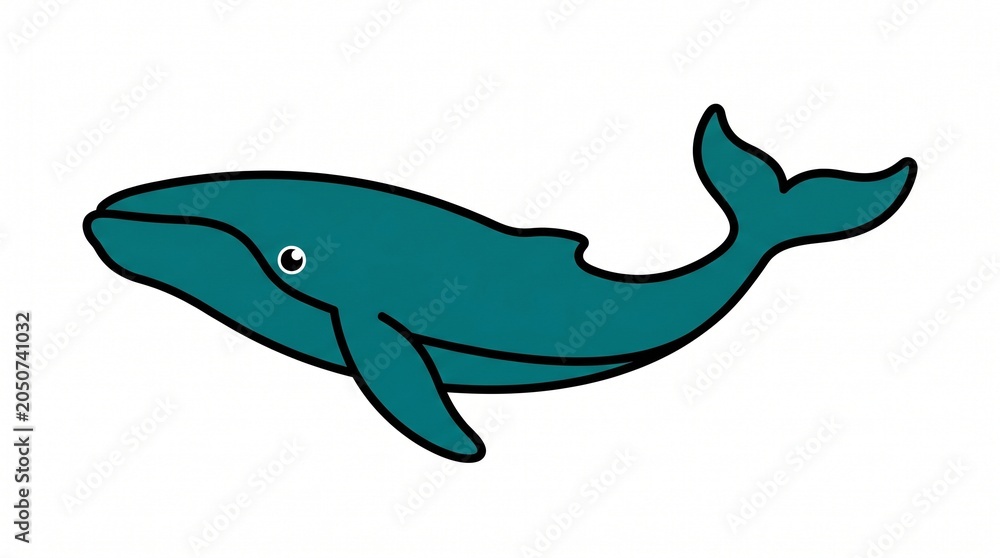 Obraz premium Flat Bold Whale Ocean Sea Animal Minimal Transparent Vector Set