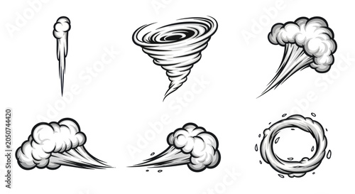Fotografia Tornadoes and storm clouds swirl in a dramatic illustration set
