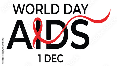 Tableau sur toile World AIDS Day typography incorporates a red awareness ribbon into the letter A to mark the annual December event