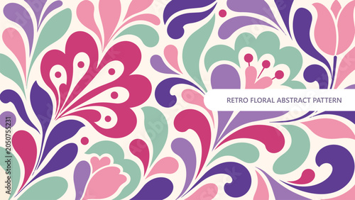 Retro Floral Abstract Pattern Vector Background
