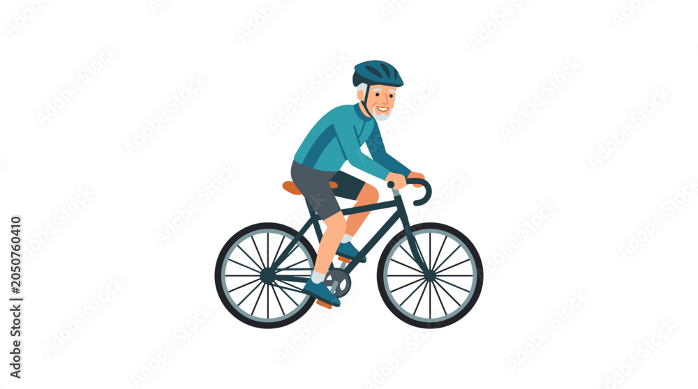 Fototapeta premium Elderly Man Cycling Outdoors, Active Senior Lifestyle, Healthy Exercise