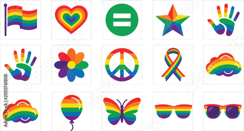 Quadro su tela Vibrant pride community icon set celebrating diversity and equality with colorfu