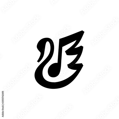 swan music notes logo vector icon illustration