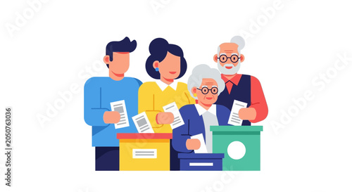 Photos Diverse people casting votes in election ballot boxes, democracy concept
