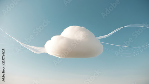 Minimalistic Abstract Design Featuring Soft Clouds and Flowing Waves in a Serene White Landscape
