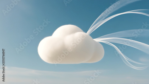 Minimalistic Abstract Design Featuring Soft Clouds and Flowing Waves in a Serene White Landscape

