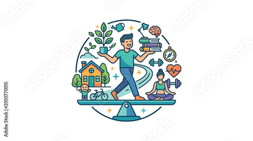 Canvas Print Balance life, career, family, health, and hobbies illustration