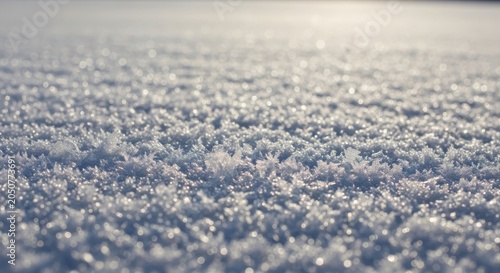 Close-up of Snow Texture with Frost Crystals