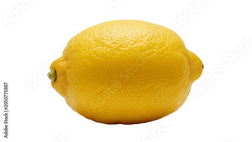 Obraz na plátně Whole yellow lemon with textured rind and stem nub