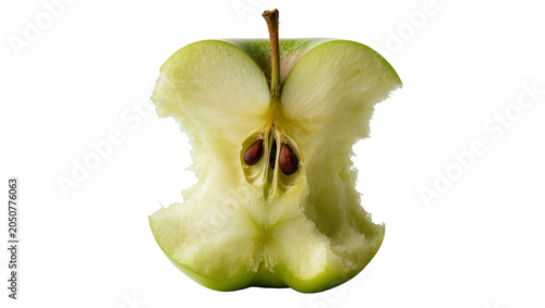 Bild auf Leinwand Green apple core with seeds and bite marks