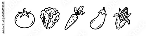 Foto Hand Drawn Vegetable Outline Icon Set