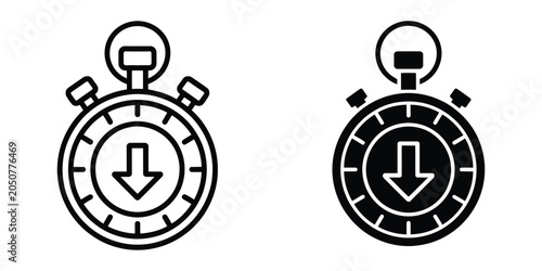 Obraz na plátně Downtime and maintenance icon set featuring pause warning clock repair and outag